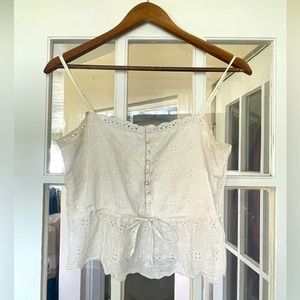 Aerie White Lace Button-up Tank